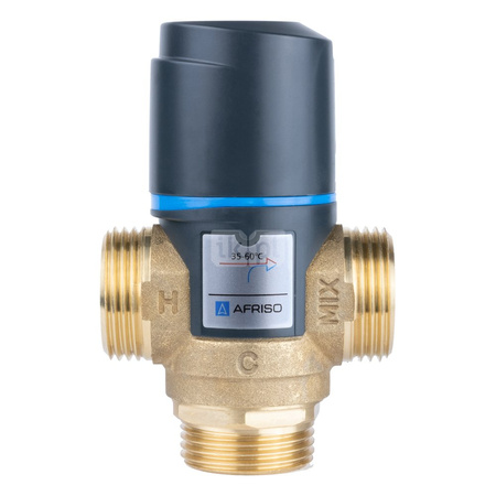 Zawór regulacyjny termostatyczny do wody ciepłej AFRISO ATM 563 mosiądz GZ 1'', DN 20, zakres temp. 35-60'C, Kvs 2.5 m3/h, maksymalna temperatura 90'C, maksymane ciśnienie 10 bar