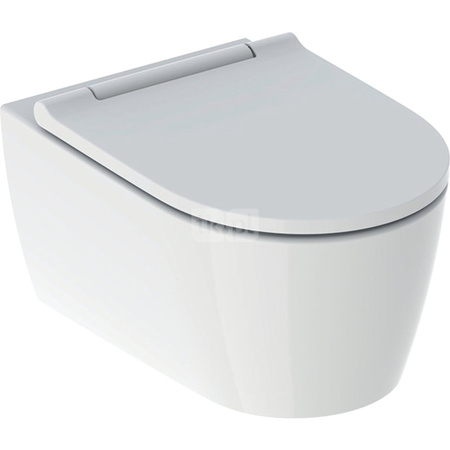 Wisząca miska WC Geberit ONE, TurboFlush, z deską sedesową: biały-mat / chrom