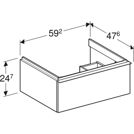 Szafka pod umywalkę iCon, z jedną szufladą 59,2 cm x 24,7 cm x 47,6 cm, biały / lakierowany matowy, biały / matowy