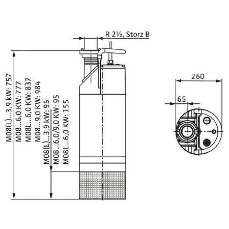 Pompa zanurzeniowa do ścieków WILO Padus PRO M08L/T039-540 aluminium 3 x 400 V, moc 4.6 W 50 Hz