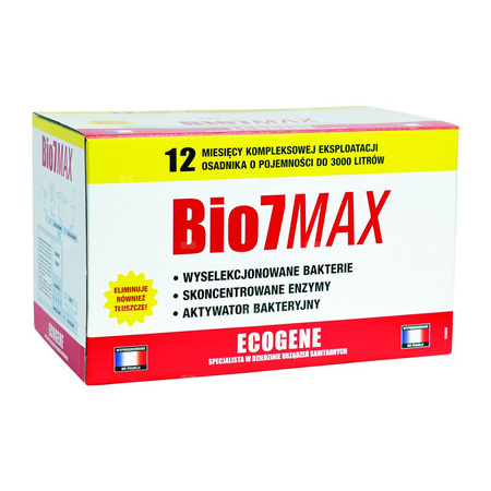 Bio7 MAX 12 miesięcy - osadniki - EKSPLOATACJA-ROZKŁAD TŁUSZCZY - biopreparat do oczyszczalni, preparat , bakterie , biopreparat do osadnika , biopreparat do oczyszczalni drenażowej , biopreparat do oczyszczalni tunelowej