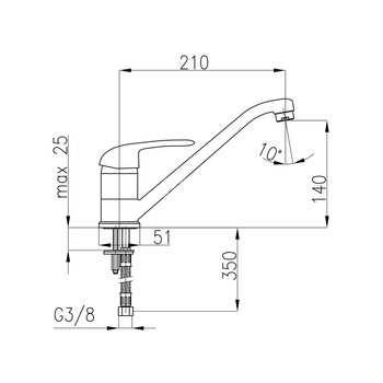 Bateria zlewozmywakowa stojąca KFA Armatura ALBIT, obrot. wylewka, kolor chrom, mosiądz