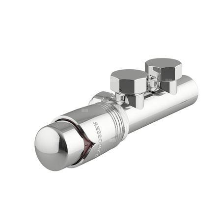 Zawory Duoplex Termostatyczny Schlosser Lewy biały głowica na powrocie