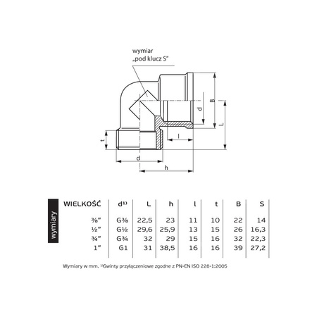 Kolano PERFEXIM 5114, mosiądz, 3/8 x 3/8 (gw x gz), PN16 bar