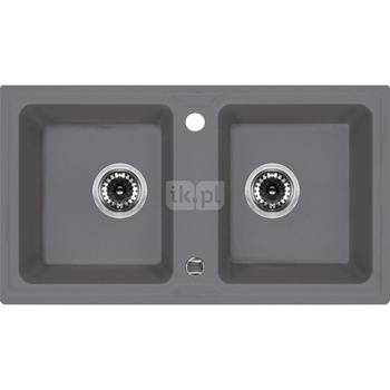 Deante Zorba Zlewozmywak 2-komorowy bez ociekacza - szary metalik