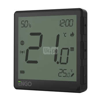 Regulator temperatury ENGO CONTROLS EONE-BATB bezprzewodowy Zigbee z wyświetlaczem, montaż natynkowy