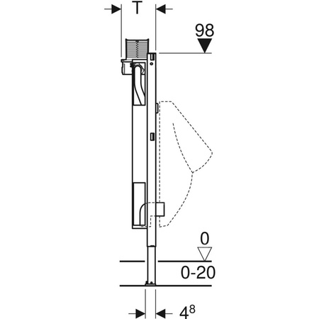Stelaż podtynkowy do pisuaru GEBERIT Duofix, 980 x 500 x 165 mm, regulacja wysokości