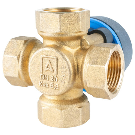 Zawór obrotowy czterodrogowy AFRISO ARV 482 ProClick, mieszający, Siłownik elektryczny ARM 343 ProClick, DN 20