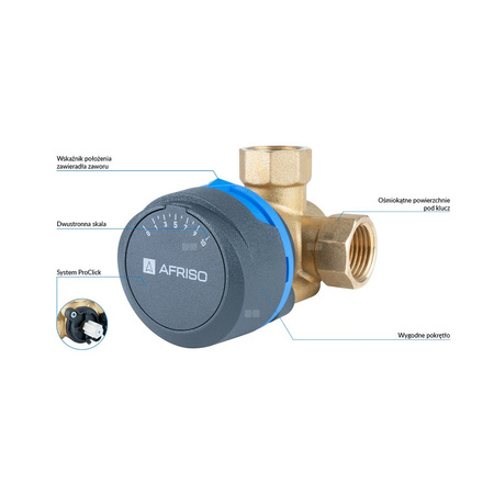 Zawór obrotowy trójdrogowy AFRISO ARV 381 ProClick, mieszający, DN 15