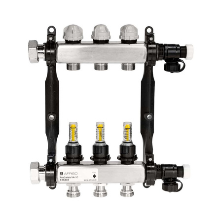 Rozdzielacz do ogrzewania podłogowego AFRISO ProCalida VA 1C 3-obieg. stal nierdzewna GZ 1'' x Euroconus 3/4''
