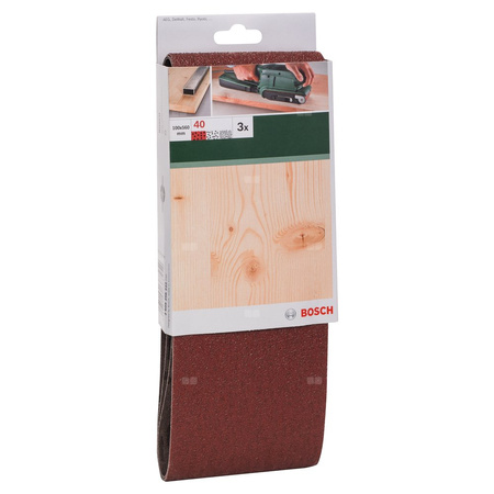 3-częściowy zestaw taśm szlifierskich do szlifierek taśmowych, wersja czerwona K = 40