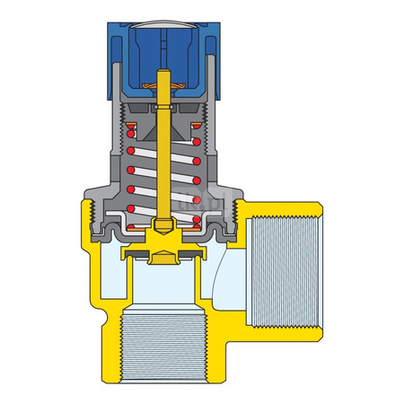 Zawór bezpieczeństwa. Przyłącza z gwintem wewnętrznym 3/4" x 1" 8 bar