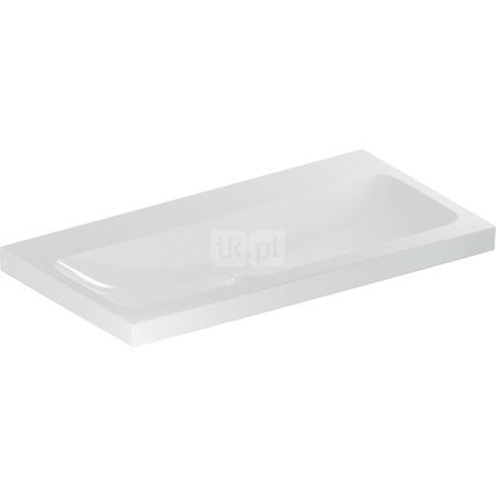 Umywalka GEBERIT iCon Light prostokątna, biała / KeraTect, 900mm, bez otworu na baterię, bez odpływu przelewowego, półka od ściany