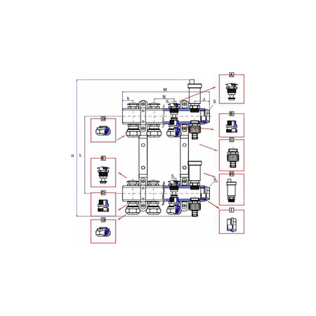 Rozdzielacz ogrzewania RUMET 71K 4 obwodowy