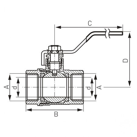 Zawór kulowy FERRO Normal 4'' GW, uchwyt: dźwignia