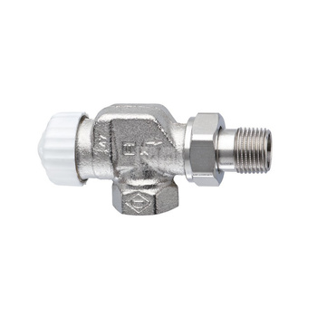 Zawór termostatyczny z bezstopniową nastawą wstępną V-exact II DN10 kapturek biały, osiowy