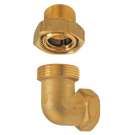 Śrubunek kątowy z oringiem 90' FERRO, mosiądz (żółty), 3/4'' (GW x GZ)