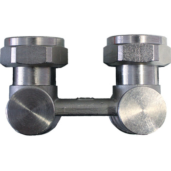 Moduł przyłączeniowy kątowy HERZ 3000 (3766) mosiądz (niklowanie) 3/4'' x 3/4'', rozstaw 50 mm do grzejników