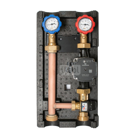 Grupa pompowa do c.o. Viteco ENBOX TM2043 - DN 25 (z pompą elektroniczną Grundfos UPM3 FLEX AS 25-70 130 i 3-drogowym zaworem termostatycznym ESBE z płynną regulacją 20ºC - 43ºC)