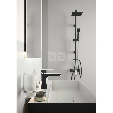 Bateria umywalkowa stojąca FERRO ALGEO SQUARE, czarny/chrom