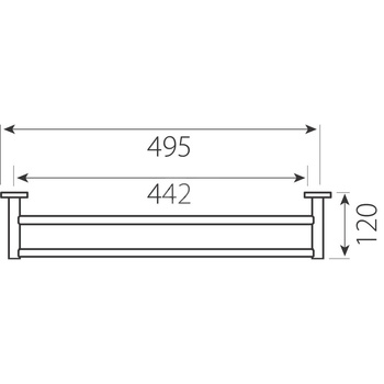 GRACE wieszak na ręcznik podwojny 45 cm, chrom