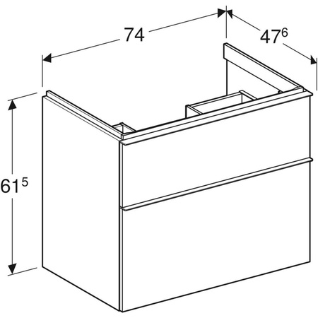 Szafka pod umywalkę iCon, z dwoma szufladami 74 cm x 61,5 cm x 47,6 cmbiały / lakierowany matowy, biały / matowy
