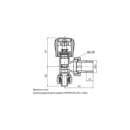 PHA-032/PEX Zawór grzejnikowy kątowy z zaciskiem Pex/Al 1/2"