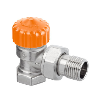 Automatyczny zawór termostatyczny z ogranicznikiem przepływu w technologii AFC, Eclipse DN 10, kątowy