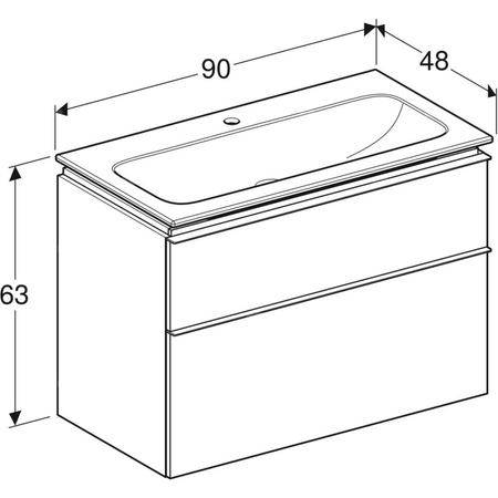 Zestaw: umywalka meblowa iCon slim, z szafką pod umywalkę, dwoma szufladami i zestawem odpływowo-przelewowym do umywalki: 90cm, lava / lakierowany matowy, lava / matowy