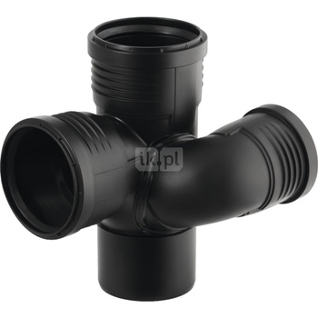 Czwórnik GEBERIT Silent-PP polipropylen, 90 mm x 75 mm x 90 mm x 90 mm DN 90 x DN 70 x DN 90 x DN 90, mw x mw x mw x mw