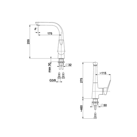 Bateria zlewozmywakowa stojąca KFA Armatura TOPAZ, kolor chrom, mosiądz