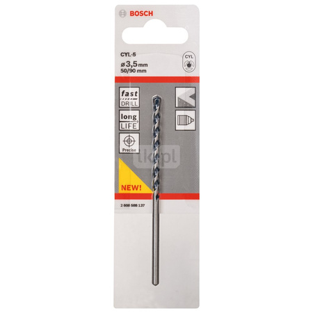 WIERTŁO CYL-5 (BGR) 3,5X50X90MM