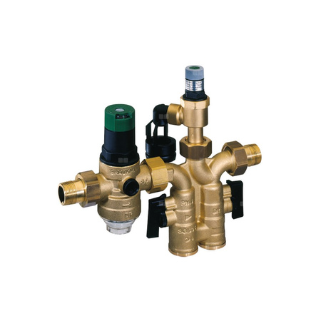 Zespół bezpieczeństwa, 3/4", gw. zewnętrzny, 10 bar, z reg. ciśnienia
