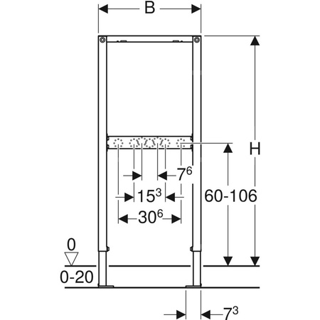 Stelaż podtynkowy do baterii ściennej natynkowej GEBERIT Duofix, 980 x 500 x 70 mm, regulacja wysokości