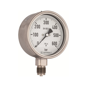 Manometr z rurką Bourdona AFRISO RF chemiczny 0/250 bar ekscentryczne G1/2B fi 160 mm, kl. 1,0%