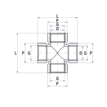 Złącze czwórnik RUMET Mosiądz 1/2'' (GW)