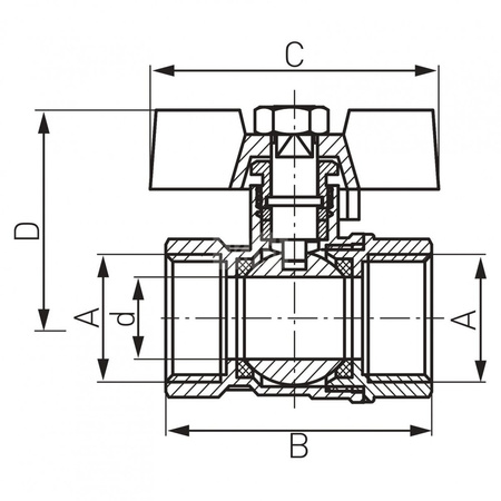 Zawór kulowy FERRO Standard 1/2'' GW, uchwyt: motylek