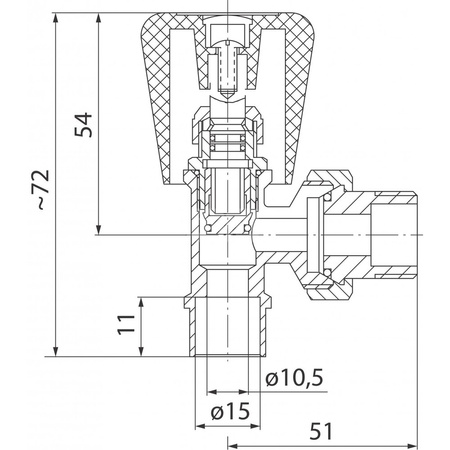 Zawór grzejnikowy kątowy 1/2" do wlutowania