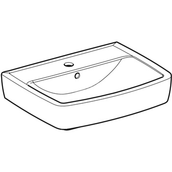 REKORD Umywalka prostokątna 55 cm, z przelewem, z otworem