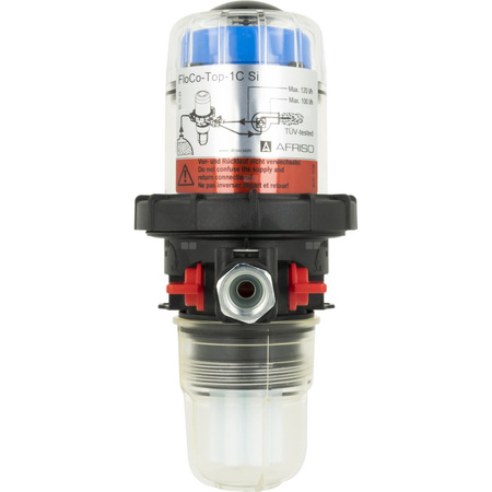 Filtr olejowy AFRISO FloCo-Top-1C Sizintegrowany z odpowietrznikiem fi 3/8''/3/8'' GW x GZ, z wkładem plastikowym, maks. przepływ 100 l/h