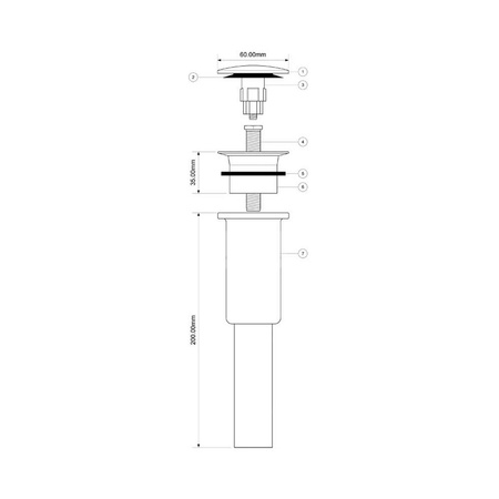 Spust umywalkowy "klik-klak" DEKORACYJNY 11/4"x60mm STAL SZCZOTKOWANA