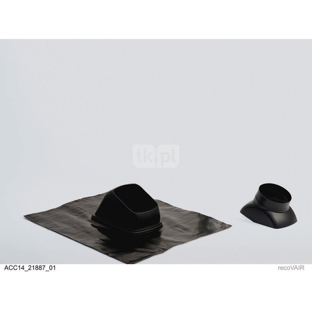Uniwersalny przepust dachowy, czarny, do wyprowadzenia dachowe, czarnego, do nachyleń dachu 25 st.– 50 st., stosowany do fi150/180 mm