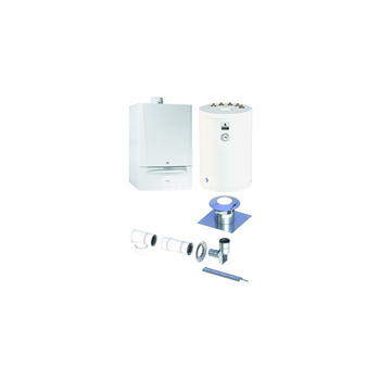 Pakiet - Kocioł gazowy jednofunkcyjny DE DIETRICH Evodens AMC 25 kondensacyjny wiszący 5,6-25,5 kW + Zestaw powietrzno-spalinowy szachtowy + Zasobnik c.w.u SRK150MG