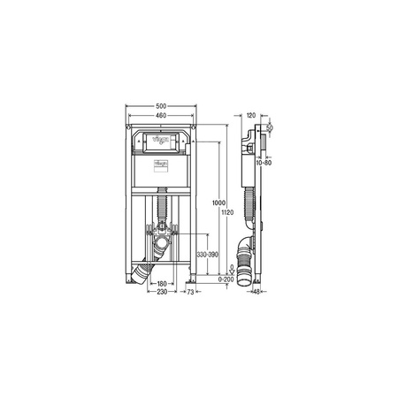 Stelaż podtynkowy do WC VIEGA 8522.31, 1120 x 500 x 140 mm, regulowana wysokość, ze spłuczką ciśnieniową