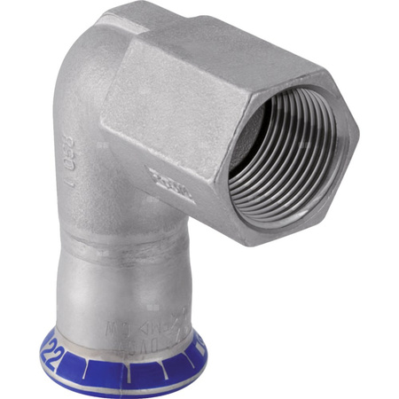 Kolano 90' GEBERIT Mapress Edelstahl FKM przejściowe, stal nierdzewna, 1 1/4'' x 35 mm (GW x mufa zaprasowywana), (głębokość: 49 mm) z uszczelką