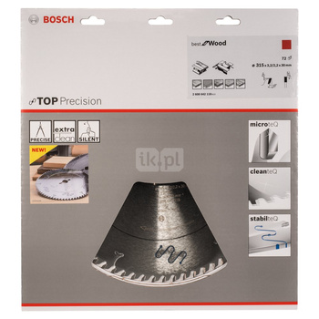 Tarcza pilarska Top Precision Best for Wood TOPPREC WOOD/T 315X30X3.2/2.2 72Z ATB