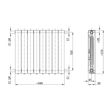 Grzejnik aluminiowy ADR 500/8 grafit