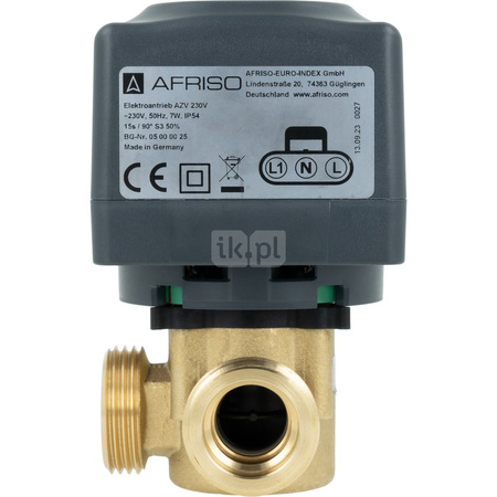 Zawór 3-drogowy AZV 647, G1" kątowe, DN20, Kvs 5,5, 230 V AC, AB-B