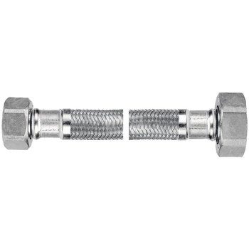 Wąż przyłączeniowy elastyczny FERRO z oplotem (stal), gw x gw, 1/2'' x 3/4'', długość 100 mm