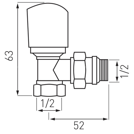 Zawór termostatyczny kątowy 1/2" x 1/2"